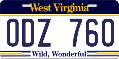 WV license plate ODZ760