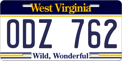 WV license plate ODZ762