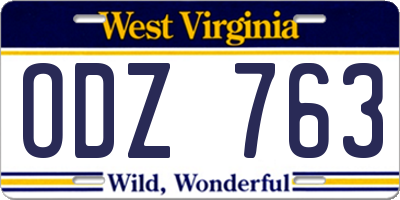 WV license plate ODZ763