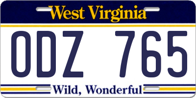 WV license plate ODZ765