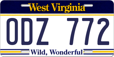 WV license plate ODZ772