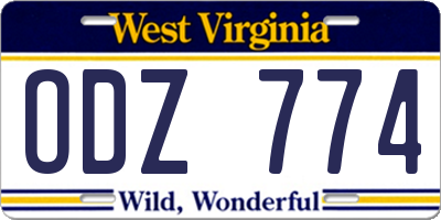 WV license plate ODZ774