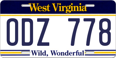 WV license plate ODZ778