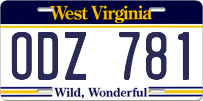 WV license plate ODZ781
