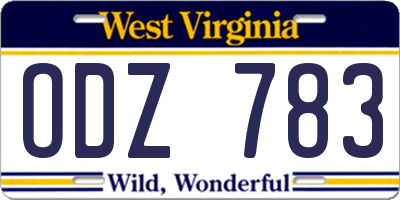 WV license plate ODZ783