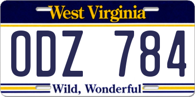 WV license plate ODZ784