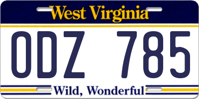 WV license plate ODZ785