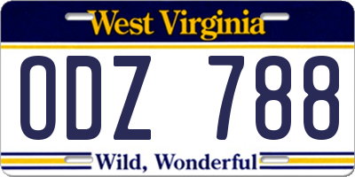 WV license plate ODZ788