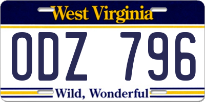 WV license plate ODZ796