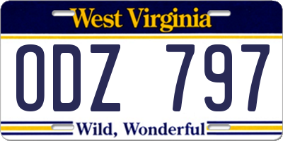 WV license plate ODZ797