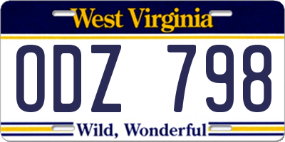 WV license plate ODZ798