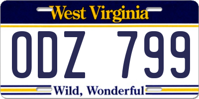 WV license plate ODZ799