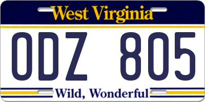 WV license plate ODZ805