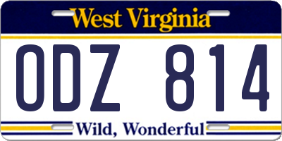 WV license plate ODZ814