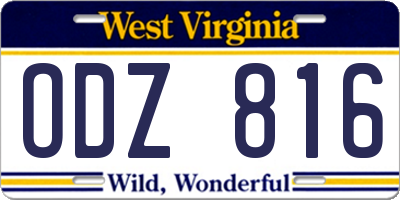 WV license plate ODZ816