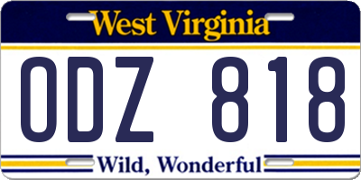WV license plate ODZ818