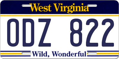WV license plate ODZ822