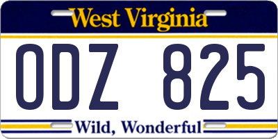 WV license plate ODZ825