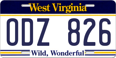 WV license plate ODZ826