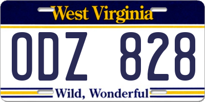 WV license plate ODZ828