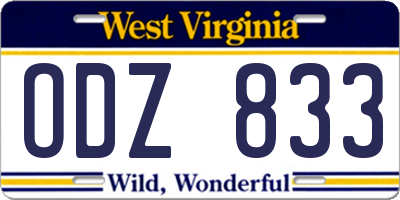 WV license plate ODZ833