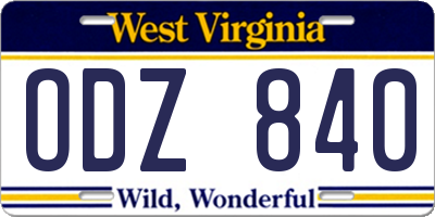 WV license plate ODZ840