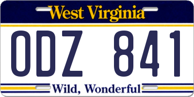WV license plate ODZ841