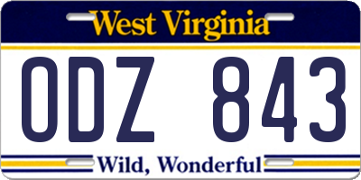 WV license plate ODZ843
