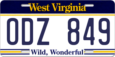 WV license plate ODZ849