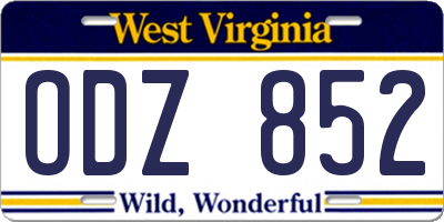 WV license plate ODZ852
