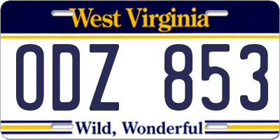WV license plate ODZ853