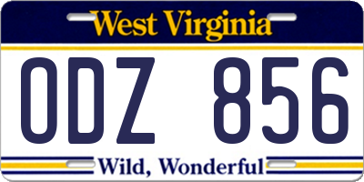 WV license plate ODZ856