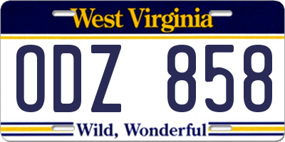 WV license plate ODZ858