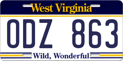 WV license plate ODZ863