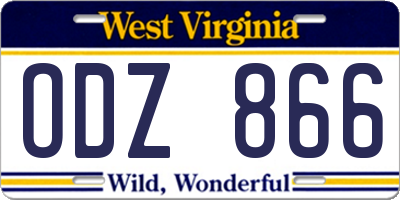 WV license plate ODZ866