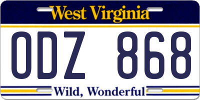 WV license plate ODZ868