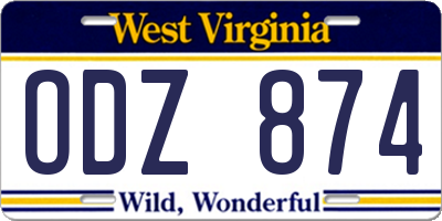 WV license plate ODZ874