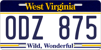 WV license plate ODZ875