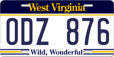 WV license plate ODZ876