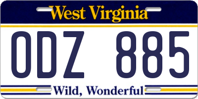 WV license plate ODZ885
