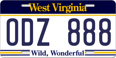 WV license plate ODZ888