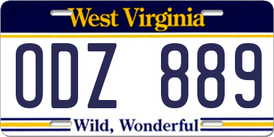 WV license plate ODZ889