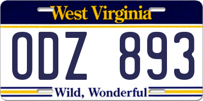 WV license plate ODZ893