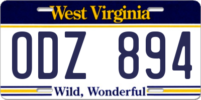 WV license plate ODZ894