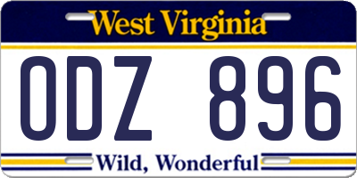 WV license plate ODZ896