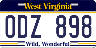 WV license plate ODZ898