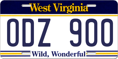 WV license plate ODZ900