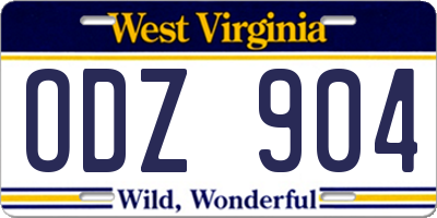 WV license plate ODZ904