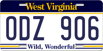 WV license plate ODZ906
