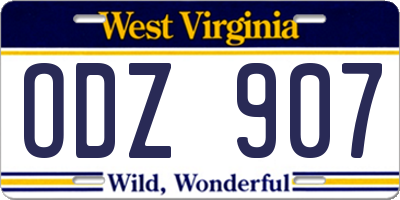 WV license plate ODZ907